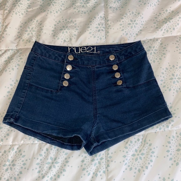 Navy High-Waisted Shorts - Picture 5 of 8